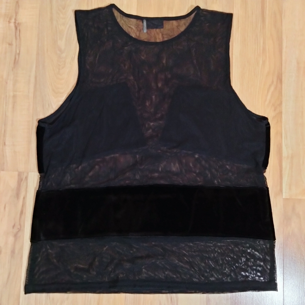 Velvet & Mesh Sexy Cutout Top - Picture 4 of 6